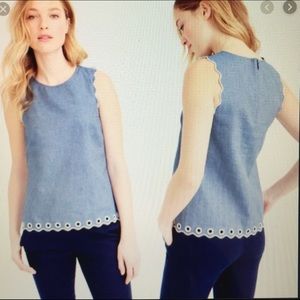 J. Crew Blue Scalloped Edge Top